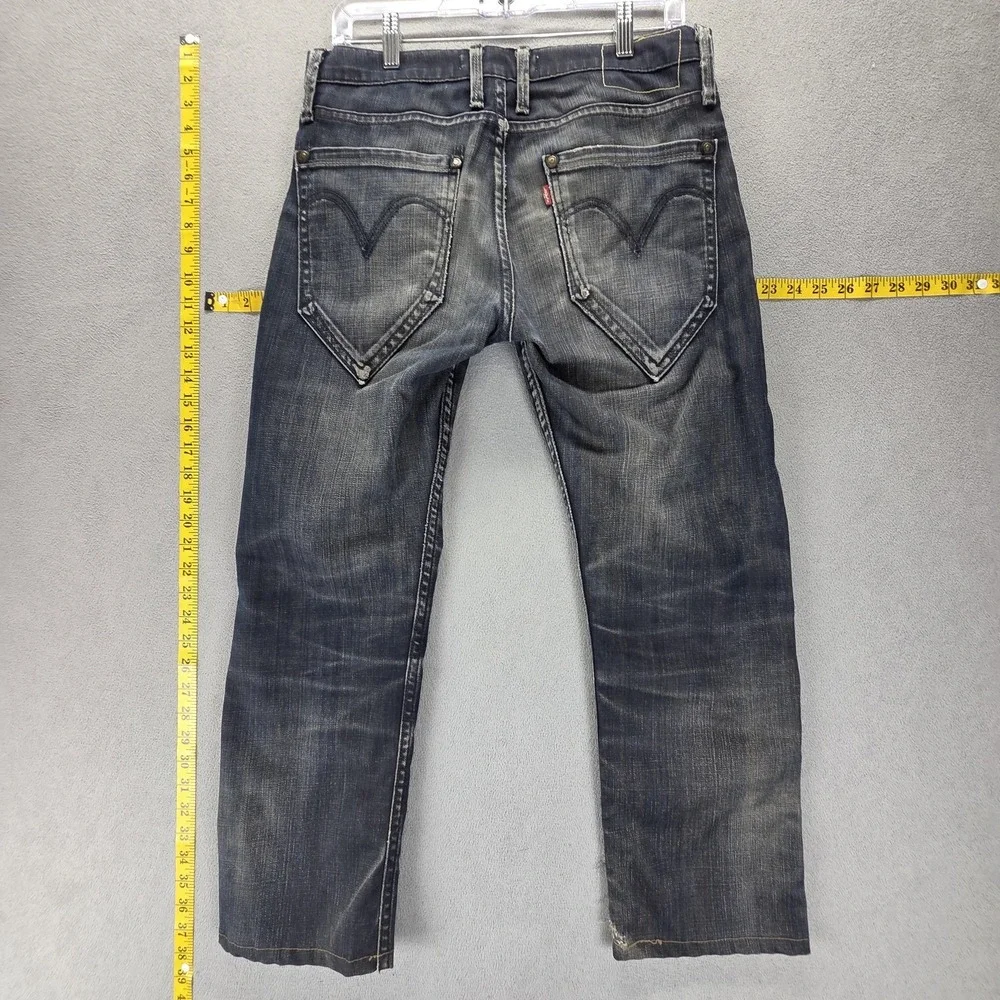 VTG Levis 504 Jeans Mens Blue Straight Engineered Honeycomb Whiskers Fits 31x26